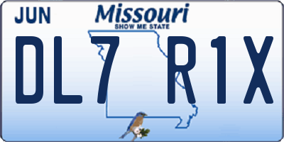 MO license plate DL7R1X