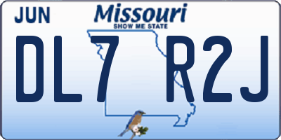MO license plate DL7R2J