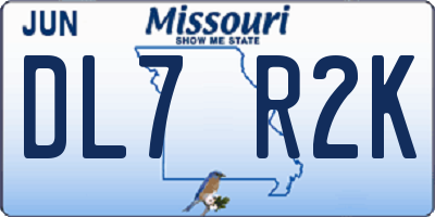 MO license plate DL7R2K