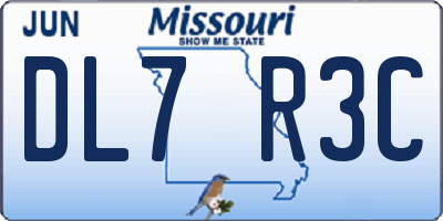 MO license plate DL7R3C