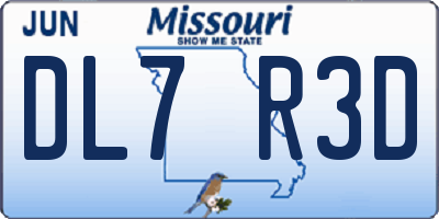 MO license plate DL7R3D