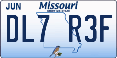 MO license plate DL7R3F