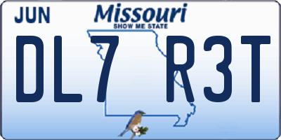 MO license plate DL7R3T