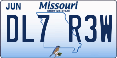 MO license plate DL7R3W