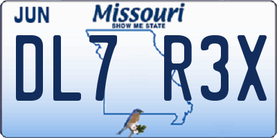 MO license plate DL7R3X