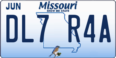 MO license plate DL7R4A