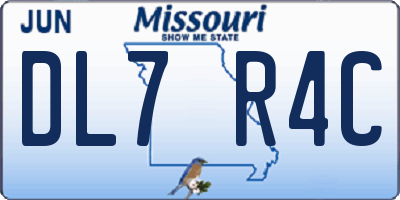 MO license plate DL7R4C