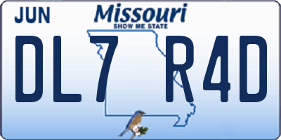 MO license plate DL7R4D