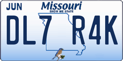 MO license plate DL7R4K