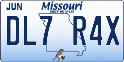 MO license plate DL7R4X