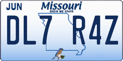 MO license plate DL7R4Z