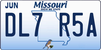 MO license plate DL7R5A