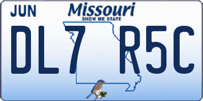 MO license plate DL7R5C