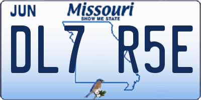 MO license plate DL7R5E