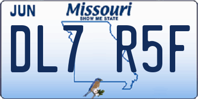 MO license plate DL7R5F