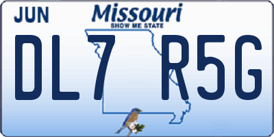MO license plate DL7R5G