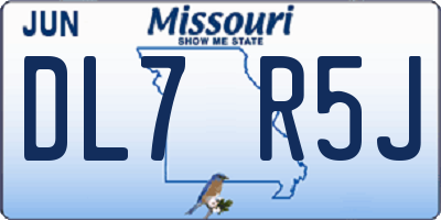 MO license plate DL7R5J