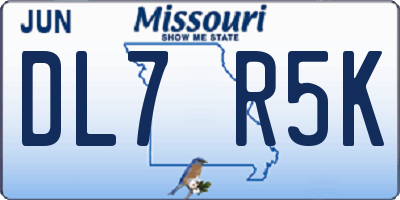 MO license plate DL7R5K