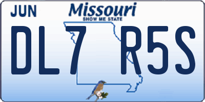 MO license plate DL7R5S