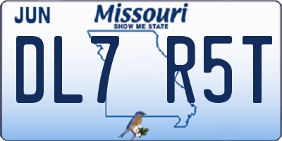 MO license plate DL7R5T