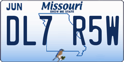 MO license plate DL7R5W