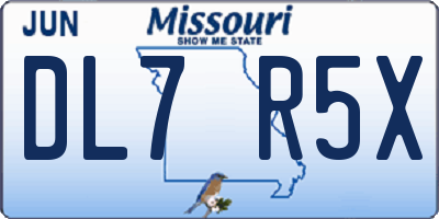 MO license plate DL7R5X