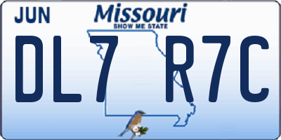 MO license plate DL7R7C
