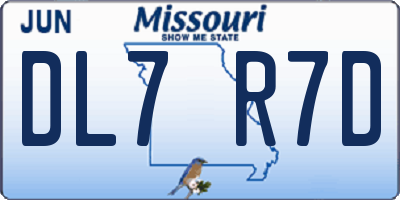 MO license plate DL7R7D