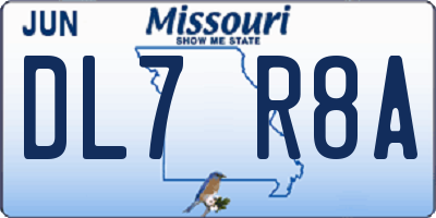 MO license plate DL7R8A