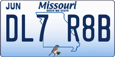 MO license plate DL7R8B