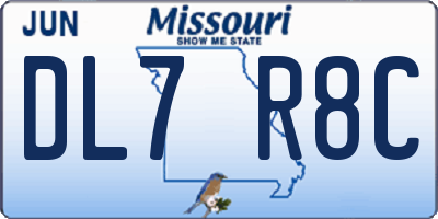 MO license plate DL7R8C
