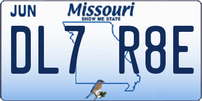 MO license plate DL7R8E
