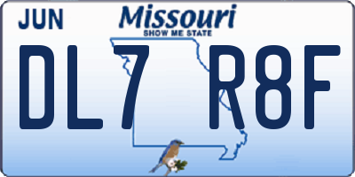 MO license plate DL7R8F