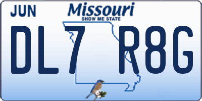 MO license plate DL7R8G