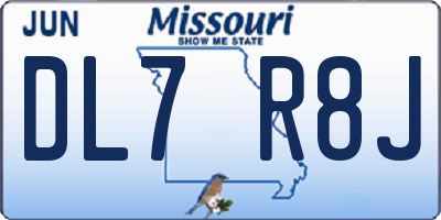 MO license plate DL7R8J
