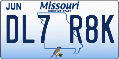 MO license plate DL7R8K