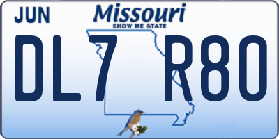 MO license plate DL7R8O