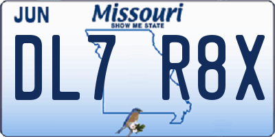 MO license plate DL7R8X