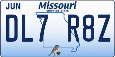 MO license plate DL7R8Z