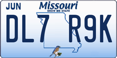 MO license plate DL7R9K