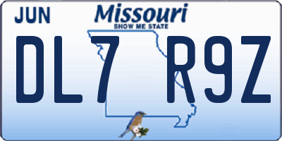 MO license plate DL7R9Z