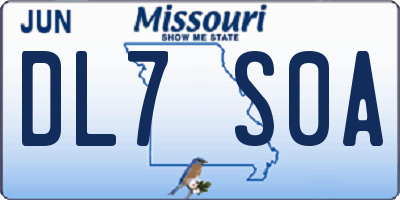 MO license plate DL7S0A