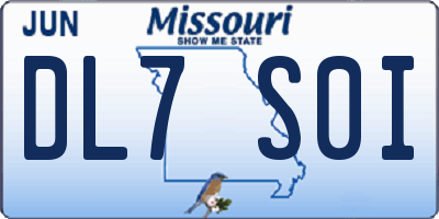 MO license plate DL7S0I