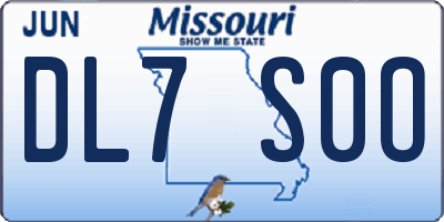 MO license plate DL7S0O