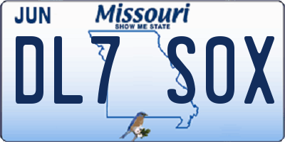 MO license plate DL7S0X