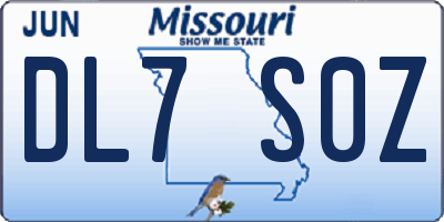 MO license plate DL7S0Z