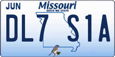 MO license plate DL7S1A