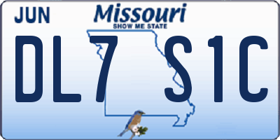 MO license plate DL7S1C