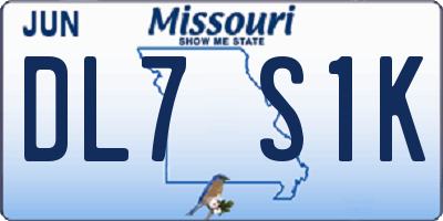 MO license plate DL7S1K