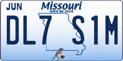 MO license plate DL7S1M